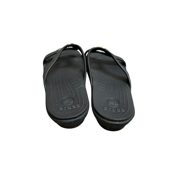 Crocs Sanrah Black Beveled Circle Flat Slide Sandal Women Size 8 Discontinued - Picture 8 of 12